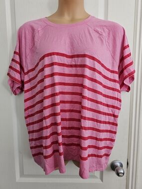 Maurices NWT Sz 3X Pink Striped Casual Tee
